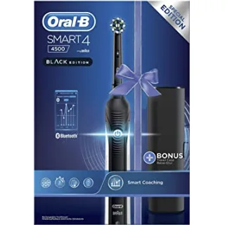 Oral-B Smart 4 Spazzolino Elettrico Testine Oral B Cross Action, 3 Modalità di Spazzolamento, 2 Testine, Azione Sbiancante Denti, Batteria Litio, Idea Regalo, Black Special Edition