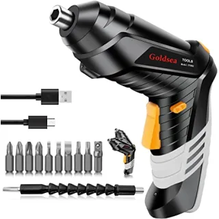 Goldsea Avvitatore Elettrico, Avvitatore a Batteria 3.6 Nm Cacciavite Elettrico a 2 Posizioni (90° a 180°),uci a LED, Caricatore Cavo USB, 1 Connettore,1300mAh Li-ion 3,6V