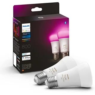 Philips Hue White and Color Ambiance Lampadina Smart LED, Attacco E27, Luce Bianca o Colorata, 15W, 2 Pezzi