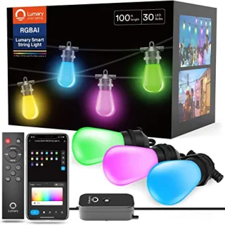 Lumary 30m Catena Luminosa LED Intelligente da Esterno con Telecomando, Catena Luminosa con 30+2 Lampadine, Catena Luminosa Colorata IP65 Impermeabile Infrangibile Compatibile con Alexa, Google