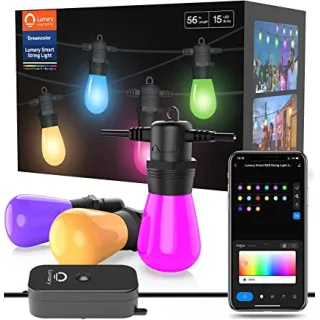 Lumary RGBAiWW Smart Catena Luminosa Esterno IP65 Impermeabilità 16.5M 15+1(Ricambio) LED Lampadine Sostituibili Multicolore Dimmerabile App/Controllo Vocale per Giardino Partito Balcone Caffè