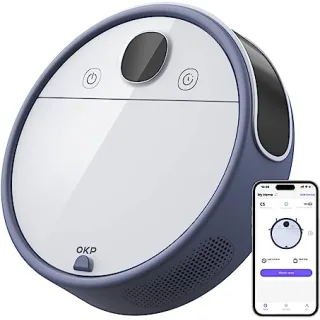 OKP C5 Aspirapolvere Robot con Videochiamata in Tempo Reale e Controllo Tramite App della Striscia di Confine Funziona con Alexa Perfetto per Peli di Animali Domestici, Blu