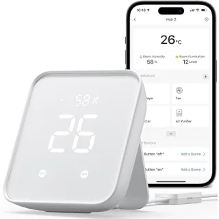 SwitchBot Hub 2, Termometro di WiFi, Igrometro, Telecomando con IR, collega SwitchBot alla Rete Wi-Fi (2,4 GHz), compatibile con Alexa&Google Assistant
