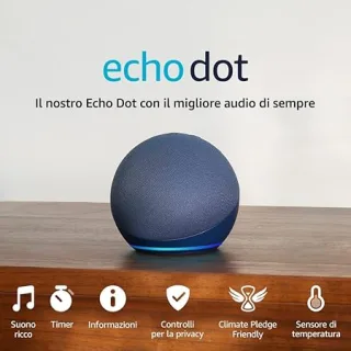 Echo Dot (5ª generazione, modello 2022) | Altoparlante intelligente Wi-Fi e Bluetooth, suono più potente e dinamico, con Alexa | Blu notte