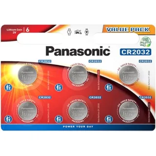 Panasonic CR2032, Pile al Litio, 3 V, Conf. 6 Pezzi
