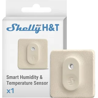 Shelly BLU H&T Ivory,Sensore Di Temperatura E Umidità Controllato Via Bluetooth,Resistente Agli Spruzzi E Alla Polvere,Classe Di Protezione IP54,Applicazione iOS Android, Crittografia