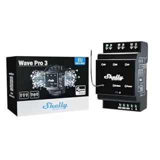 Shelly Wave Pro 3, Interruttore a relè Z-Wave 800, 3 canali (16A per canale), Contatto secco, Guida DIN, SmartStart,Gamma wireless estesa