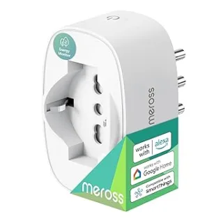 Meross Presa Smart Italiana, Presa WiFi (Type C, F, L) con Monitoraggio Consumi, Presa Intelligente 16A, Compatibile con Alexa, Google Home e SmartThings, Controllo Vocale e Remoto, 3840W, 1 Pezzo