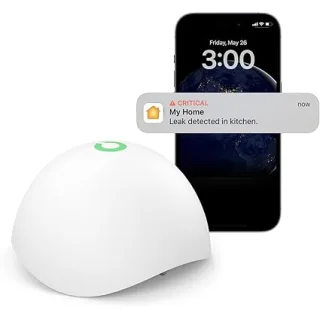 Meross Sensore di Perdite d'Acqua Alexa con Apple HomeKit, Richieda Hub, Domotica Intelligente e Rilevatore Allagamenti per Sistema di Allarme, Sensore Acqua per Cucina, Bagno, Seminterrato