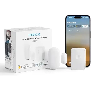 Meross Sensore per Porte e Finestre, Incluso Un Hub Meross, Connessione WiFi 2,4GHz, Rilevatore per Sistema di Allarme e Domotica Intelligente, Compatibile con Apple Home, Alexa, SmartThings