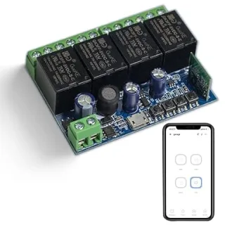 QIACHIP Relé Modulo di commutazione a 4 canali,Smart Ewelink APP WiFi Contatto Pulito Wireless Inching Relay Monentary/Self-locking Switch Compatible With Alexa Echo Google home IFTTT