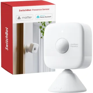 SwitchBot Sensore di movimento radar intelligente mmWave, sensore di presenza Bluetooth con rilevamento dinamico, funziona con Alexa, HomeKit e Apple Home tramite SwitchBot Hub, durata della batteria