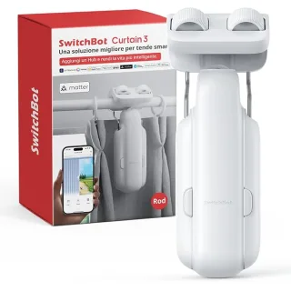 SwitchBot Apri Tende Intelligente - Telecomando Bluetooth con App/Timer, Aggiornamento delle Prestazioni, Aggiungi SwitchBot Hub per farlo funzionare con Alexa, Google Home, HomeKit (Curtain 3, Rod)