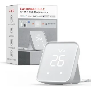 SwitchBot Hub 2, Termometro di WiFi, Igrometro, Telecomando con IR, collega SwitchBot alla Rete Wi-Fi (2,4 GHz), compatibile con Alexa&Google Assistant