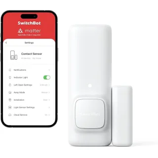 SwitchBot - Sensore di contatto intelligente per allarme di porte e finestre, wireless, per la sicurezza domestica, compatibile con Alexa utilizzando SwitchBot Hub (1 pezzi)