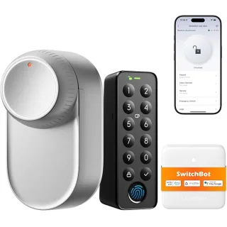 SwitchBot WiFi Smart Lock Ultra Con Tastierino Touchscreen, Serratura Smart Con Impronte Digitali, Serratura Elettronica Con Batteria Ricaricabile, Adatta A Porte Europee, Matter/Alexa/Google