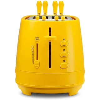 De'Longhi CTLAP2203.Y Tostapane con Pinze, Controllo Progressivo del Grado di Tostatura, Indicatori Luminosi, Cassetto Raccoglibriciole, Piedini Antiscivolo, Potenza 550 Watt, Plastica, Giallo
