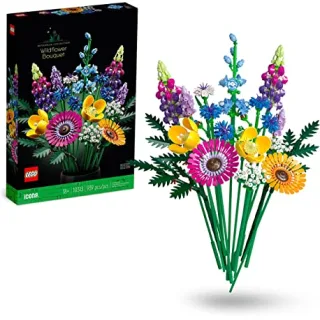 LEGO 10313 Icons Bouquet Fiori Selvatici Finti con Papaveri e Lavanda Artificiali, Hobby Creativo per Adulti, Idea Regalo San Valentino, Botanical Collection