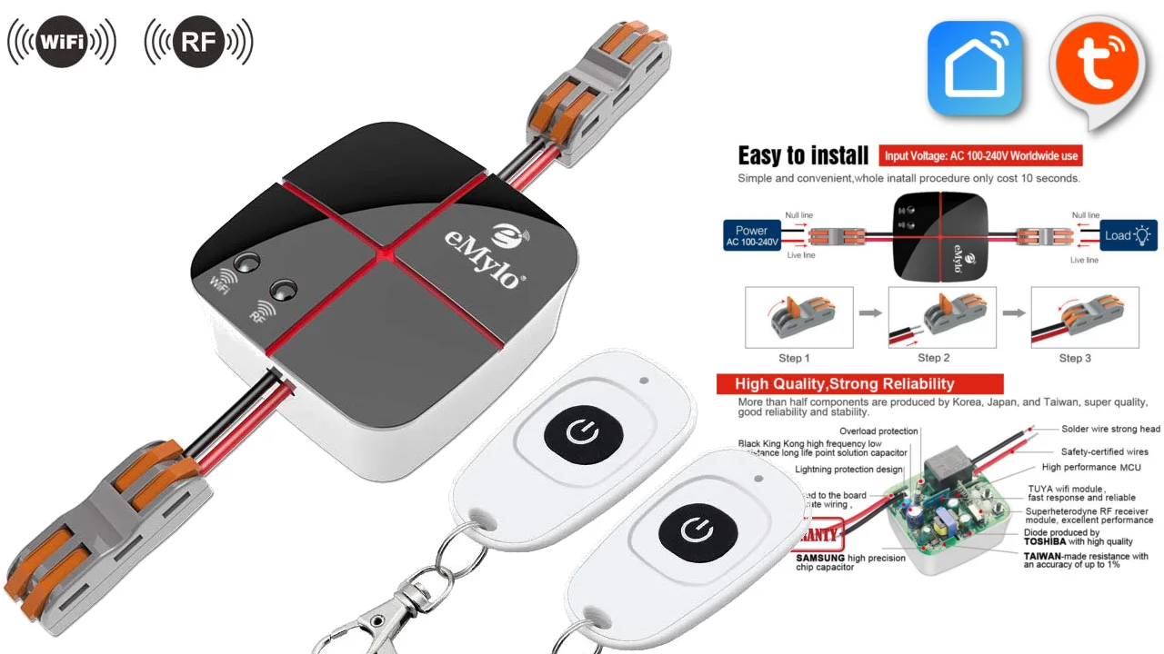 Nuovi Smart Switch 1 Canale WiFi e RF 433 MHz by eMylo