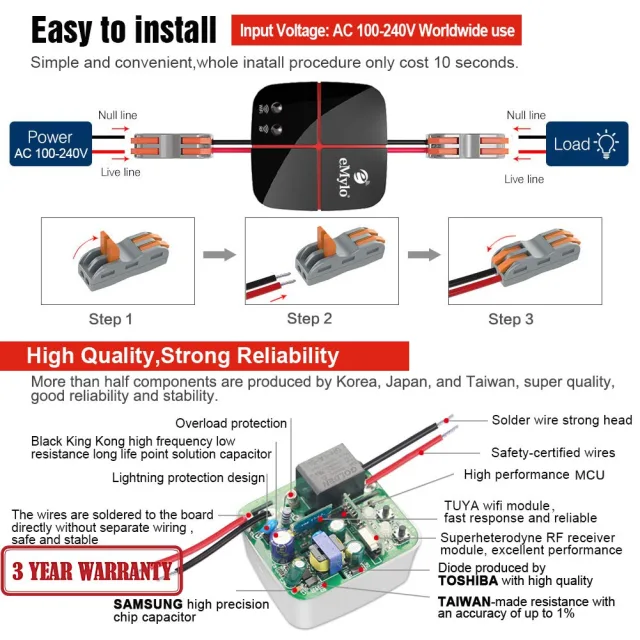 Nuovi Smart Switch 1 Canale WiFi e RF 433 MHz by eMylo