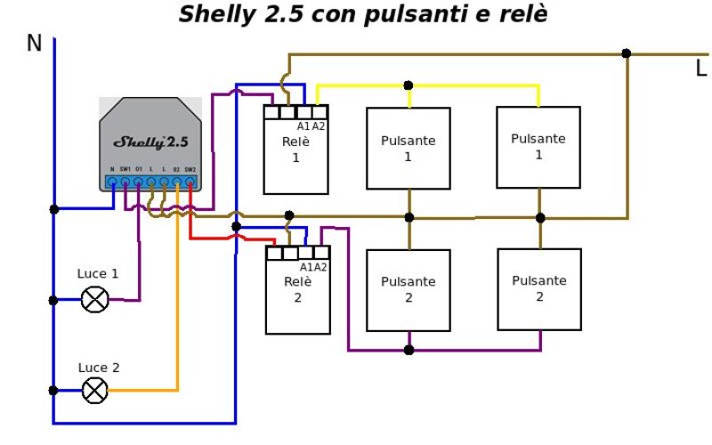 Trasmettitore Interruttore Shelly 2.5