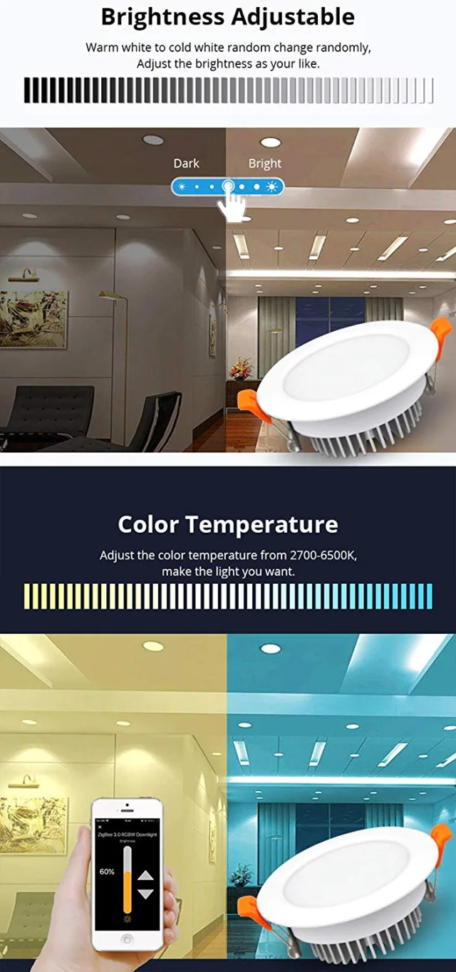 Lampada da incasso LED RGB ZigBee compatibile con Philips Hue