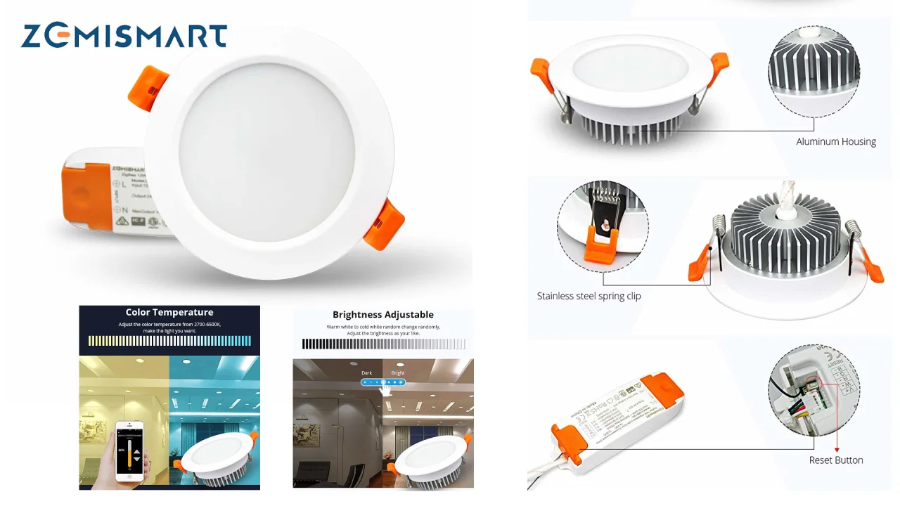 Lampada da incasso LED RGB ZigBee compatibile con Philips Hue