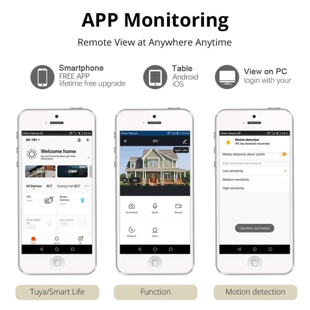 Tuya Smart outdoor security camera waterproof with night vision