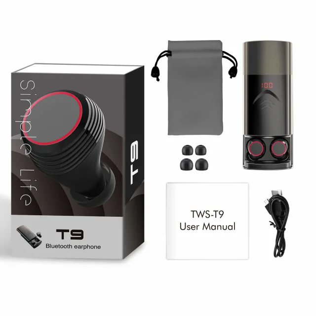 Arbily T9 TWS Auricolari Bluetooth 5.0 con Power Bank 6000mHA