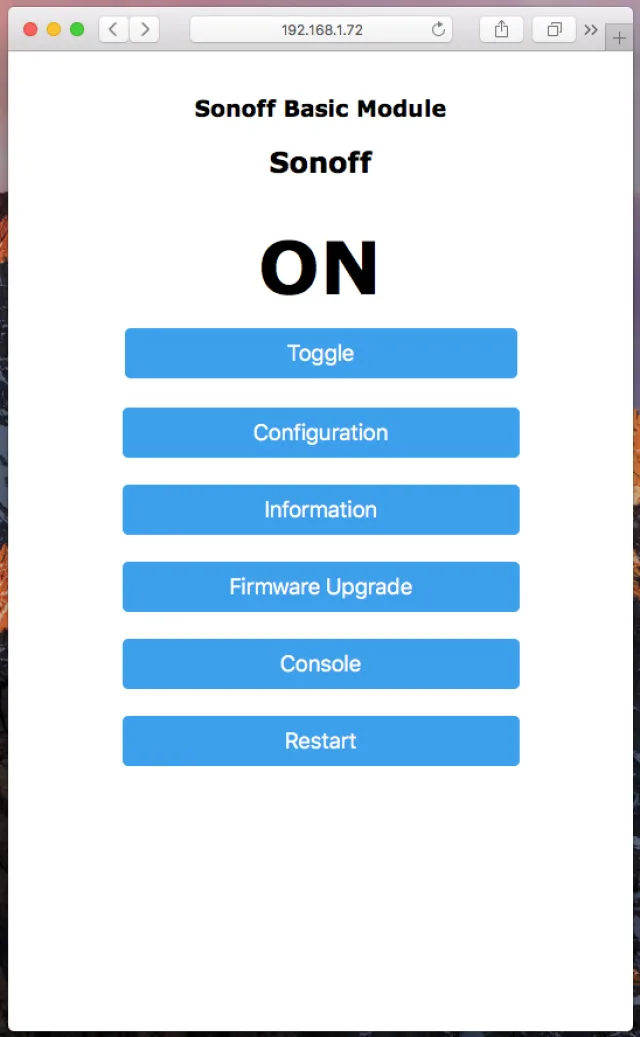 Sonoff CH4 Pro - installazione OTA del firmware Tasmota