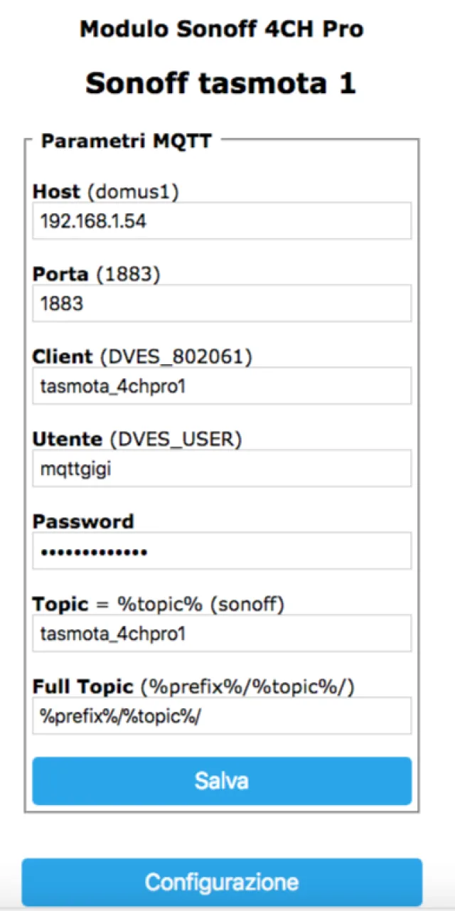 Sonoff CH4 Pro - installazione OTA del firmware Tasmota