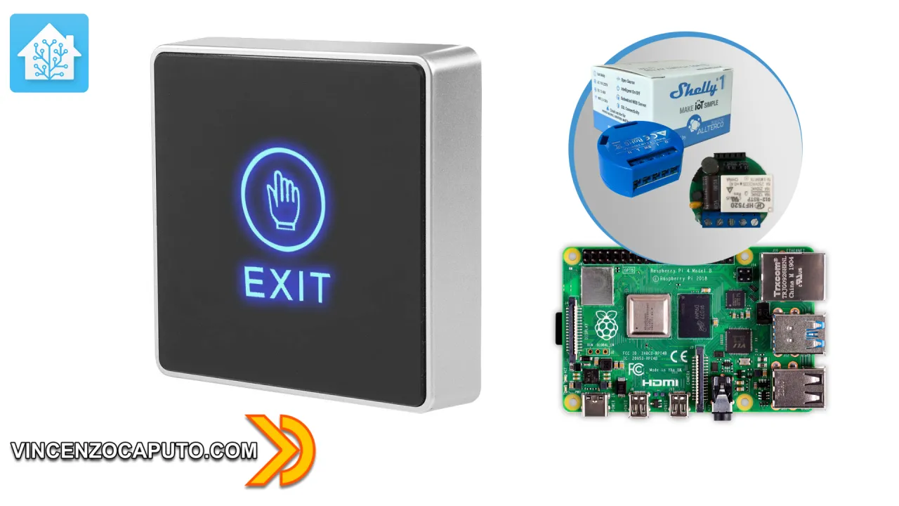 Pulsante 12v monitorato con Shelly 1 e Raspberry tramite Home Assistant