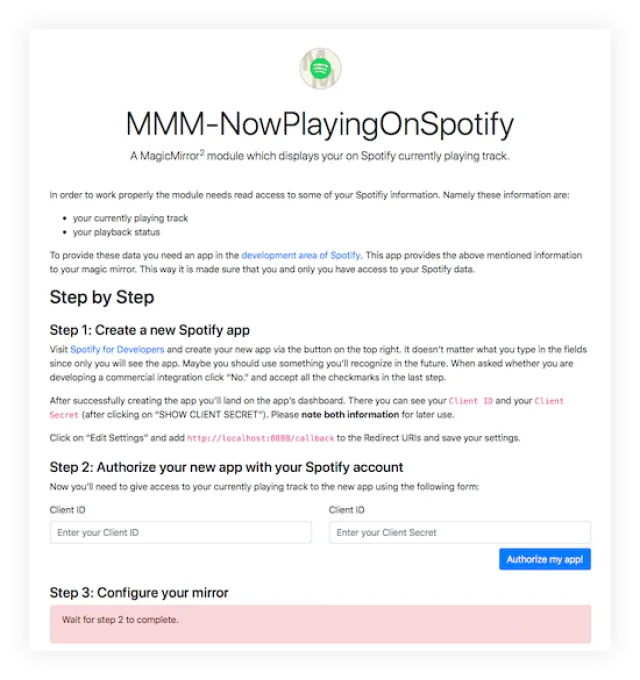 Magic Mirror - Come aggiungere il modulo Spotify