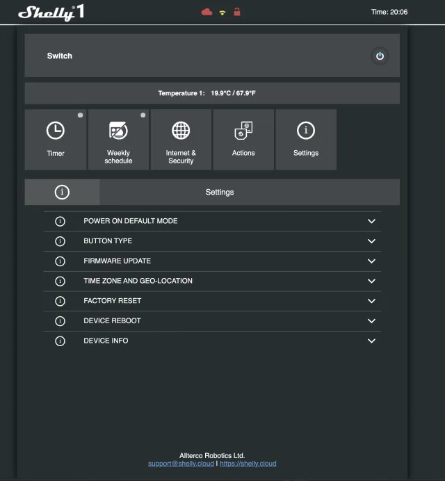 Shelly Cloud con sensore