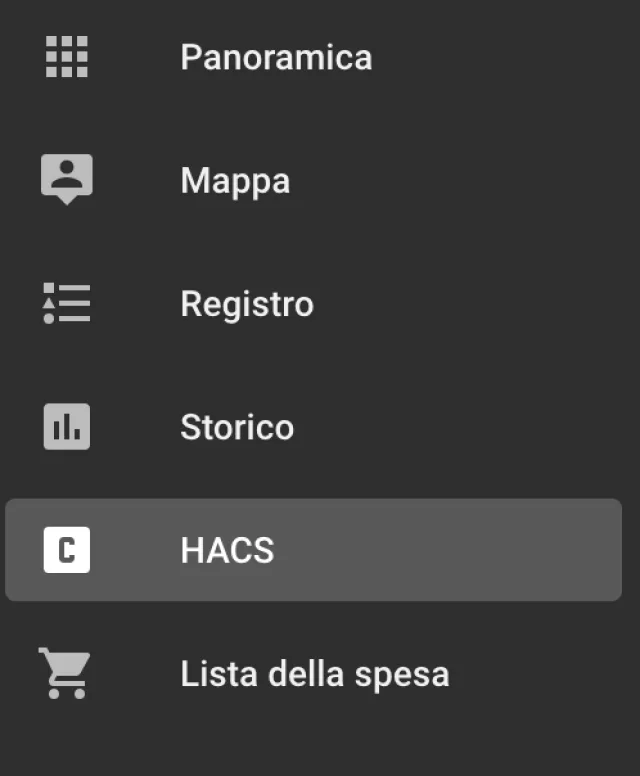 Menu HACS