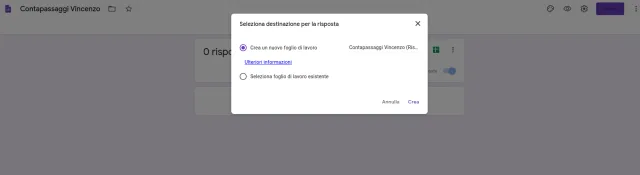 Collegamento foglio di calcolo a modulo Google