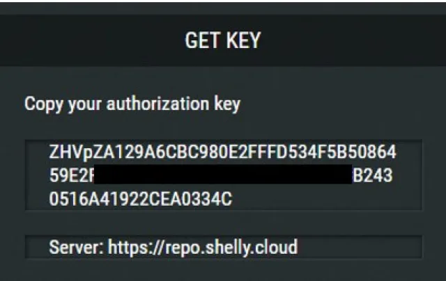 Codice di autorizzazione app Shelly Cloud
