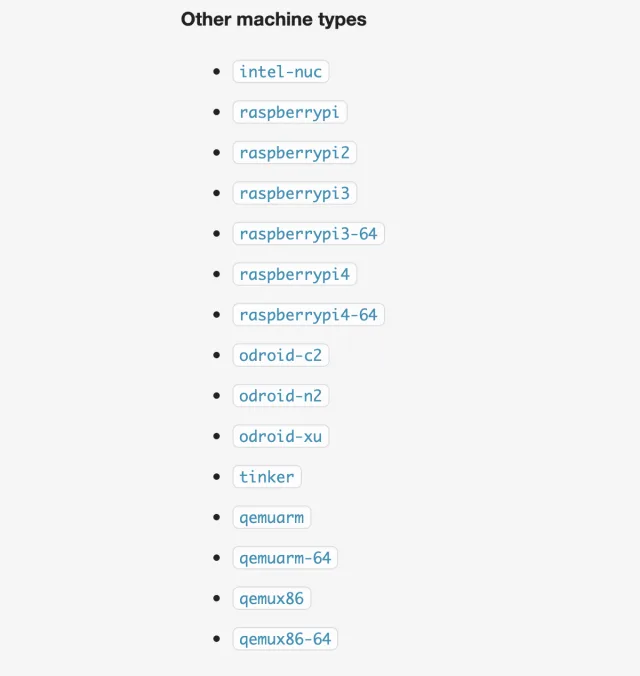elenco macchine disponibili