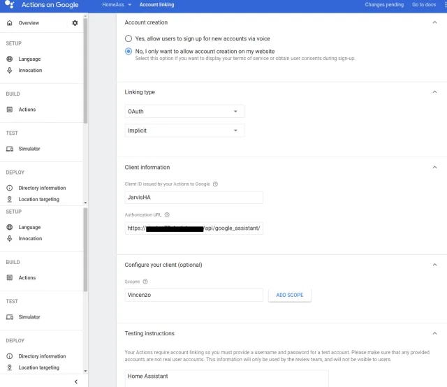 Come integrare Google Assistant in Home Assistant
