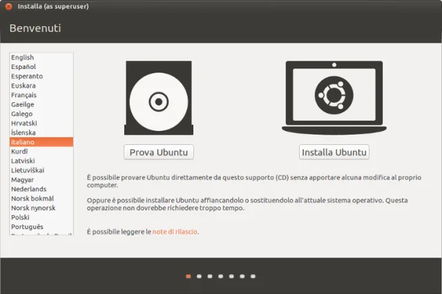 Schermata di benvenuto