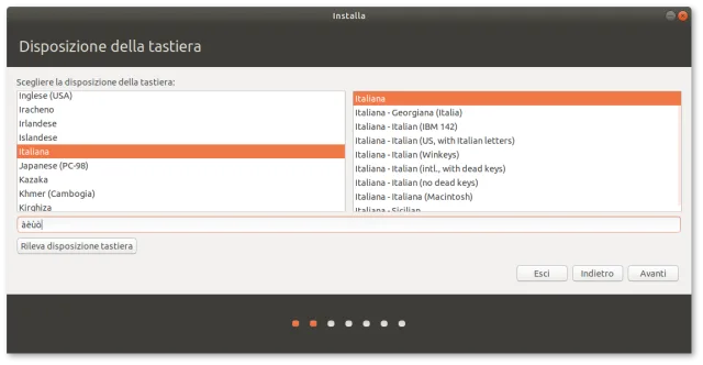 Scelta mappatura tastiera