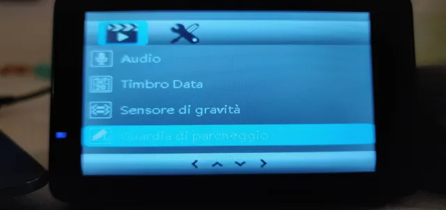 Menu dashcam