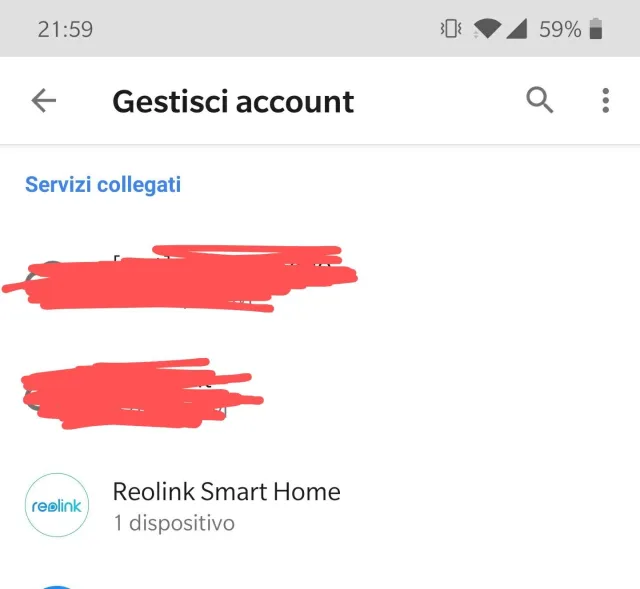 Aggiunta servizio Reolink a Google Assistant
