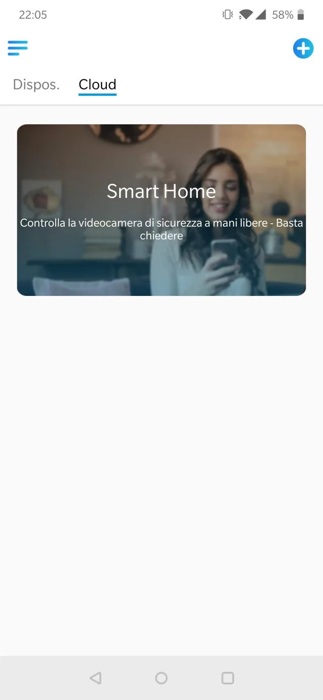 Sezione Cloud dell'app