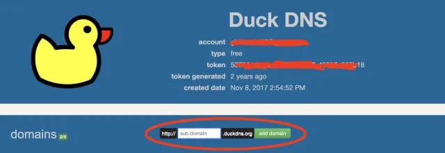 Registrazione servizio Duck DNS