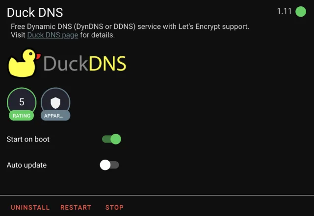 Duck DNS add-on