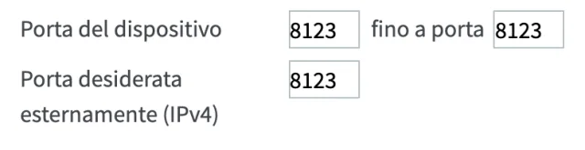 Apertura porta su router