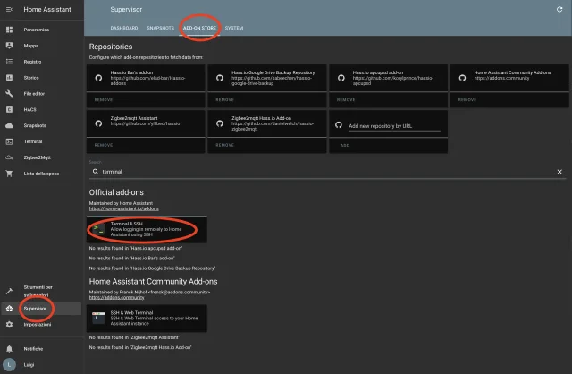 Add-on Store, Terminal & SSH
