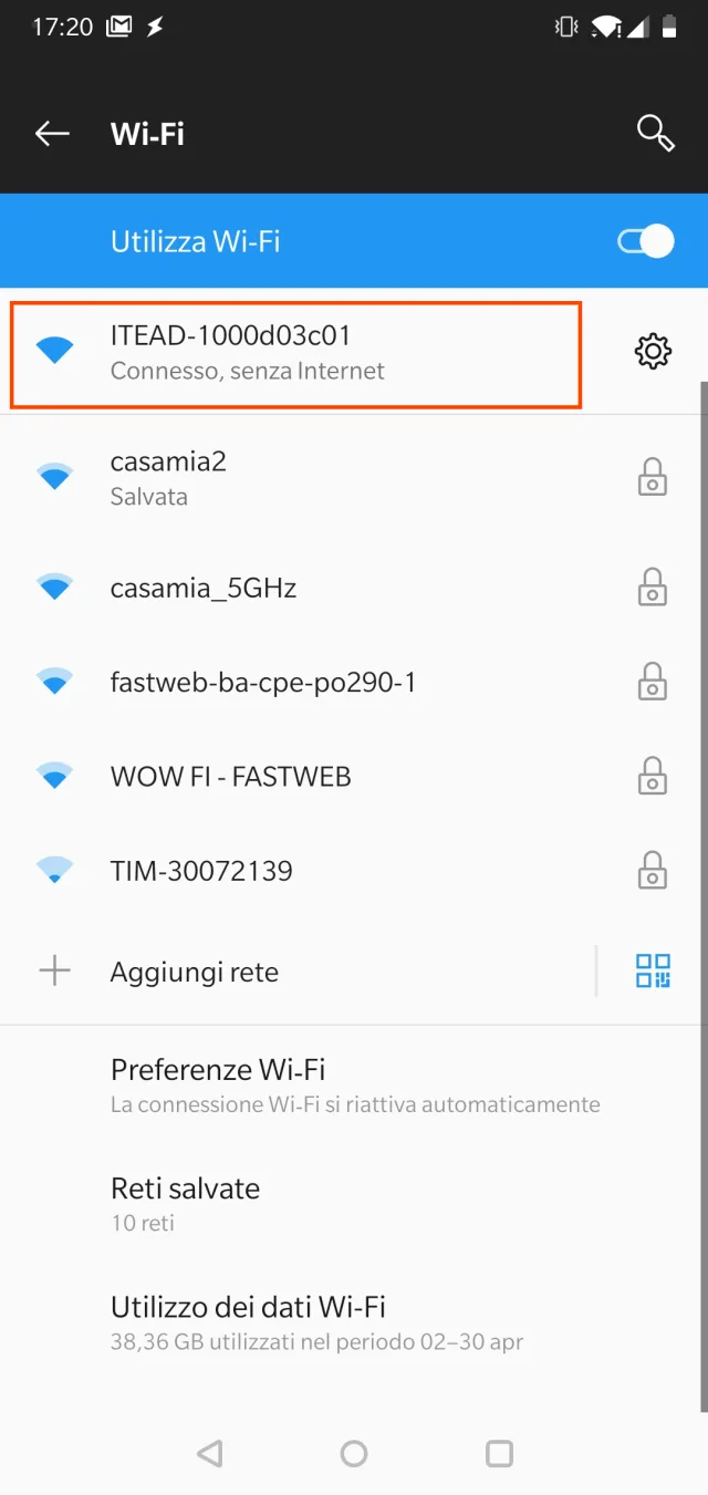 Rete WiFi alla quale connettersi
