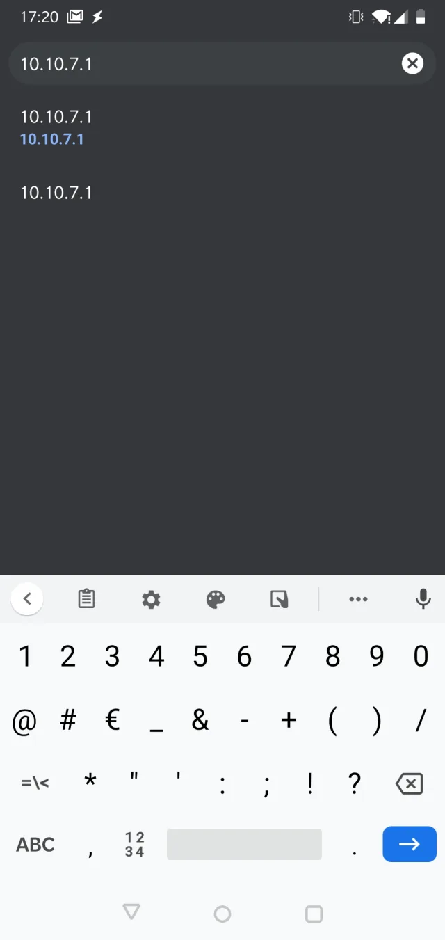IP di accesso tramite browser alla modalità DIY